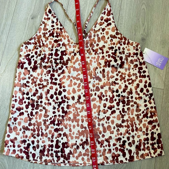 Satin Pajama Sexy Top XS Tank Top Giraffe Beige Brown Print NWT - Picture 8 of 11